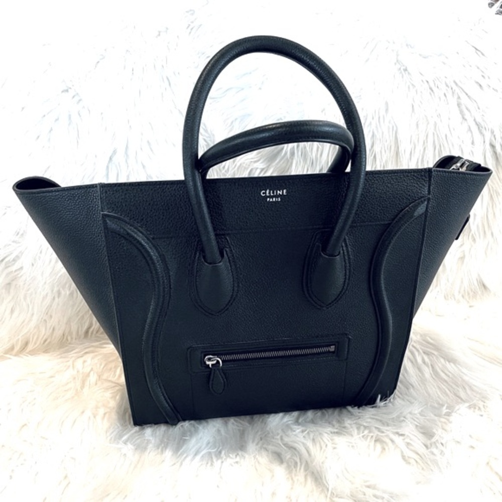 Celine Mini Luggage Tote in Drummed Calfskin - black - Picture 3 of 9